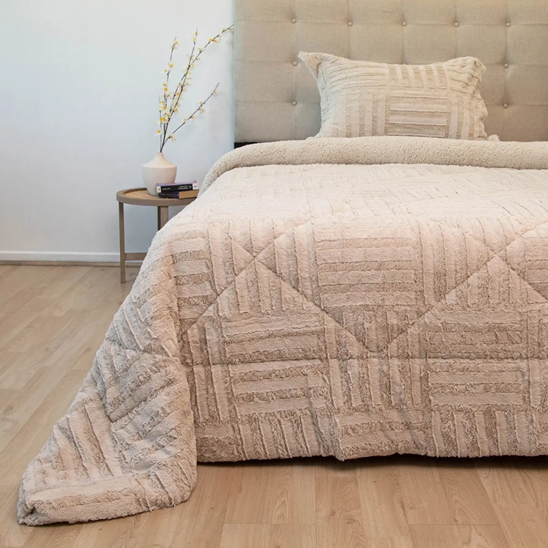 CUBRECAMA DORAL PLUSH SHERPA 1.5PL D2 BEIGE - 1