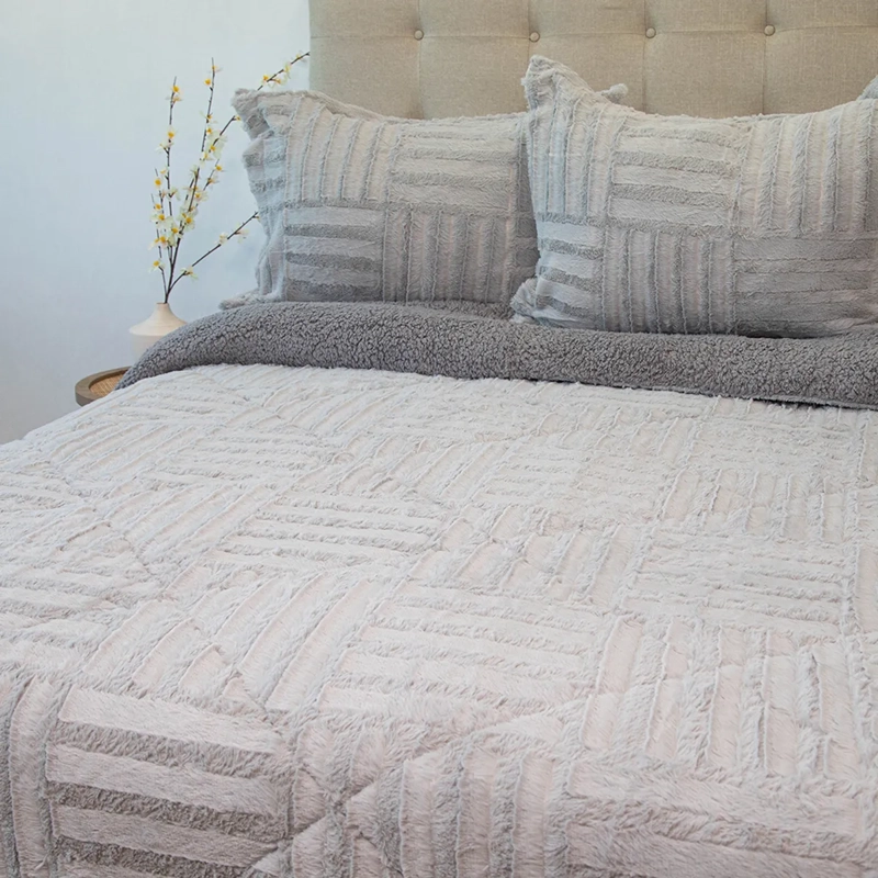 CUBRECAMA DORAL PLUSH SHERPA 1.5PL D2 GRIS - 2