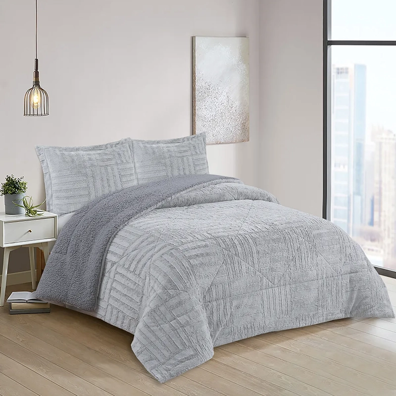 CUBRECAMA DORAL PLUSH SHERPA 1.5PL D2 GRIS - 4