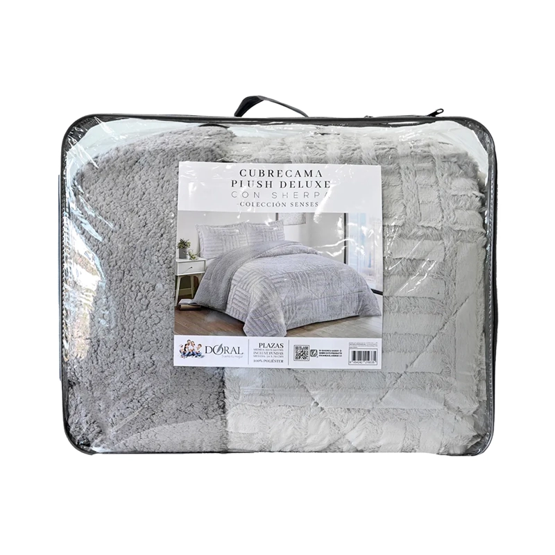 CUBRECAMA DORAL PLUSH SHERPA 1.5PL D2 GRIS - 5