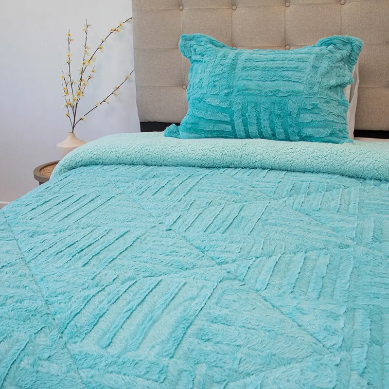 CUBRECAMA DORAL PLUSH SHERPA 1.5PL D2 TURQUESA - 2