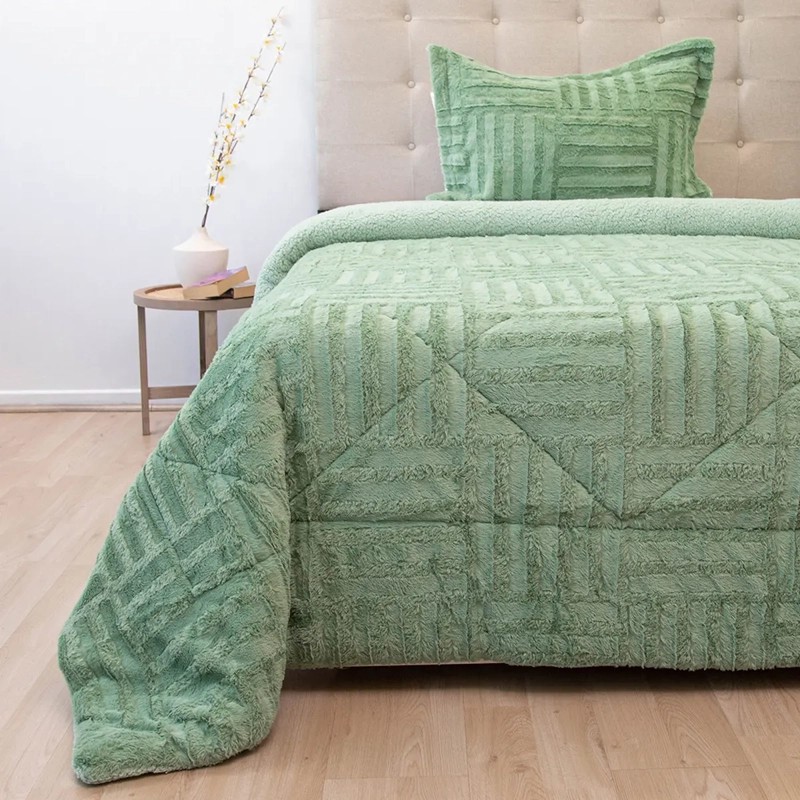 CUBRECAMA DORAL PLUSH SHERPA 1.5PL D2 VERDE