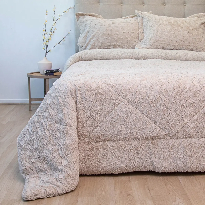 CUBRECAMA DORAL PLUSH SHERPA 2PL D1 BEIGE - 1