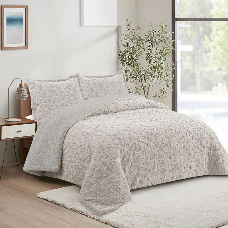 CUBRECAMA DORAL PLUSH SHERPA 2PL D1 BEIGE - 3