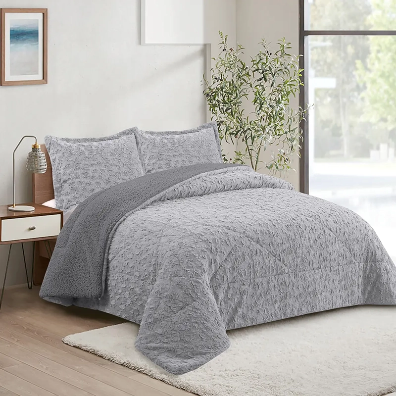 CUBRECAMA DORAL PLUSH SHERPA 2PL D1 GRIS - 4