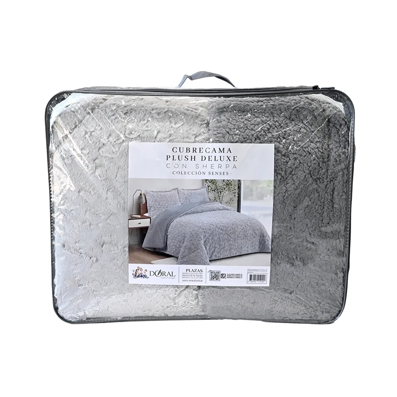 CUBRECAMA DORAL PLUSH SHERPA 2PL D1 GRIS - 5