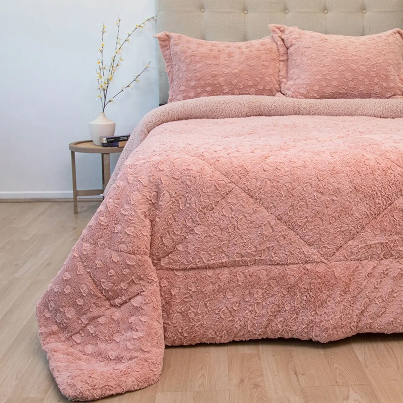 CUBRECAMA DORAL PLUSH SHERPA 2PL D1 ROSA - 1
