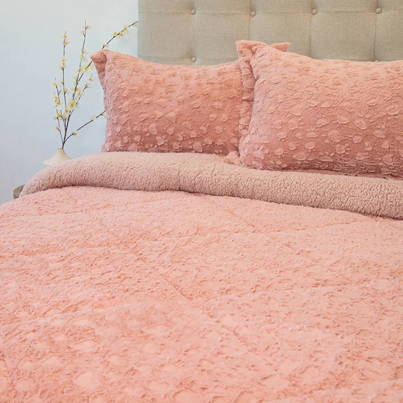 CUBRECAMA DORAL PLUSH SHERPA 2PL D1 ROSA - 2