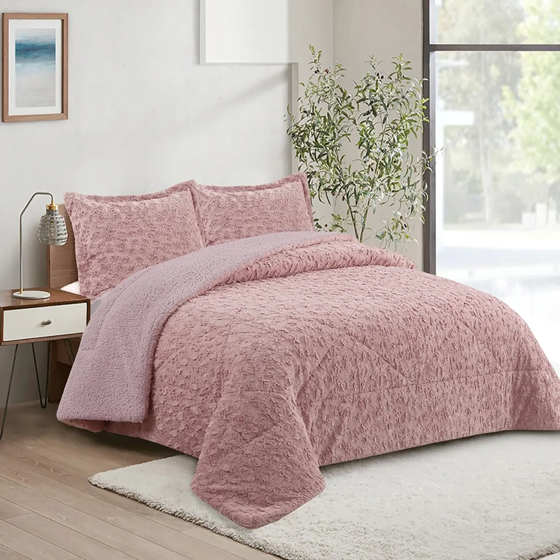 CUBRECAMA DORAL PLUSH SHERPA 2PL D1 ROSA - 4