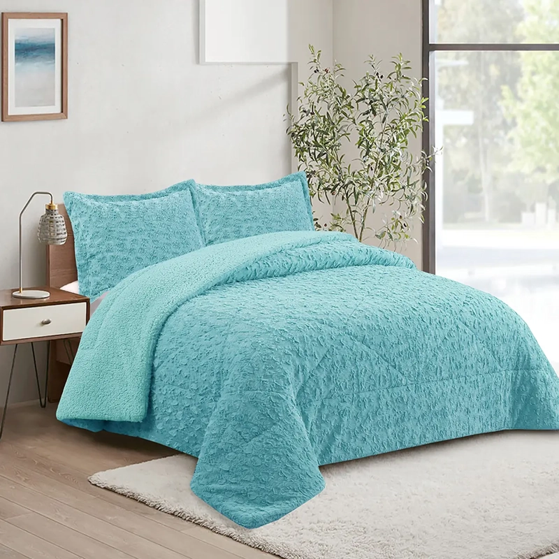 CUBRECAMA DORAL PLUSH SHERPA 2PL D1 TURQUESA - 3