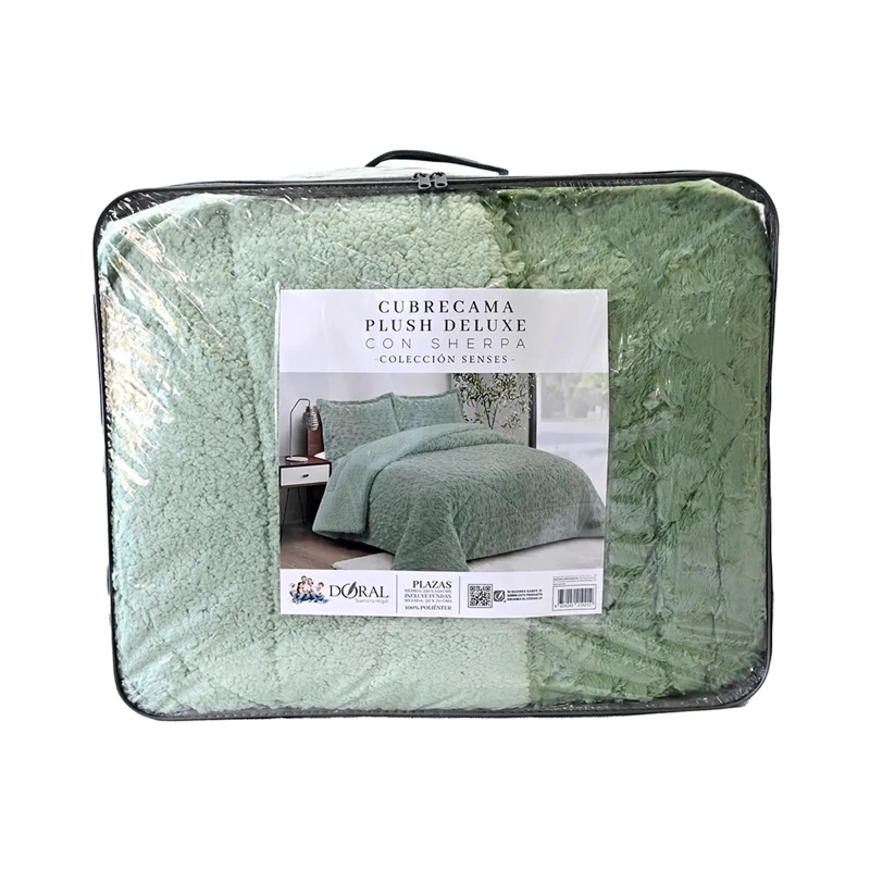 CUBRECAMA DORAL PLUSH SHERPA 2PL D1 VERDE - 4