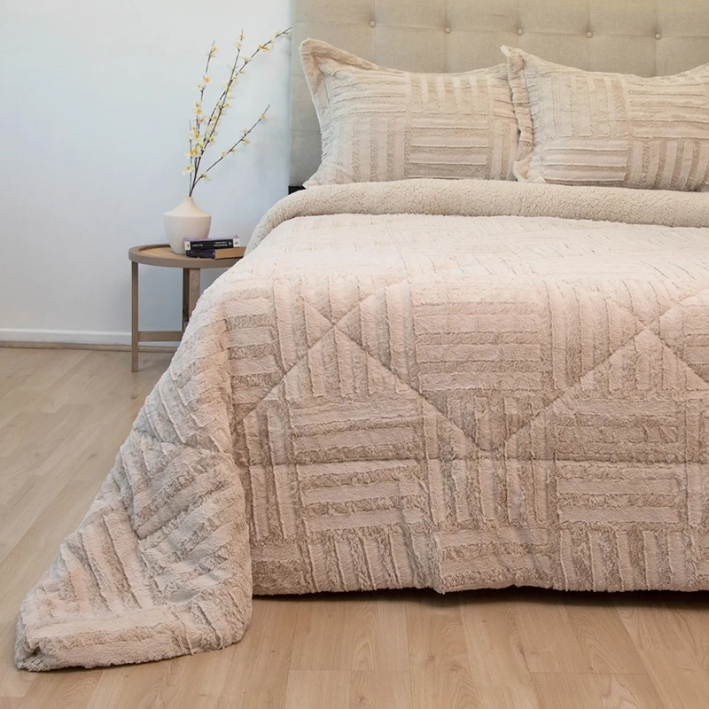 CUBRECAMA DORAL PLUSH SHERPA 2PL D2 BEIGE - 1