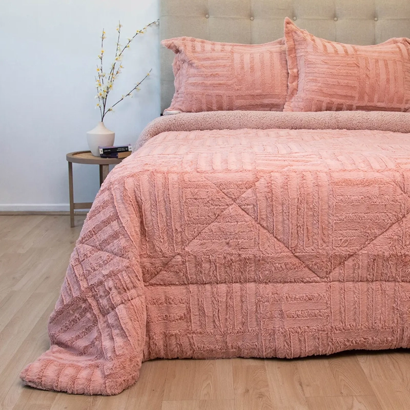 CUBRECAMA DORAL PLUSH SHERPA 2PL D2 ROSA