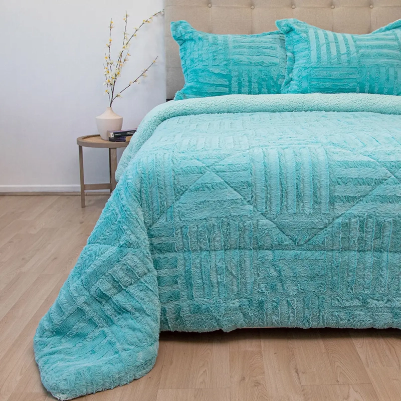 CUBRECAMA DORAL PLUSH SHERPA 2PL D2 TURQUESA