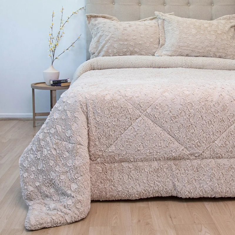 CUBRECAMA DORAL PLUSH SHERPA KING D1 BEIGE - 1