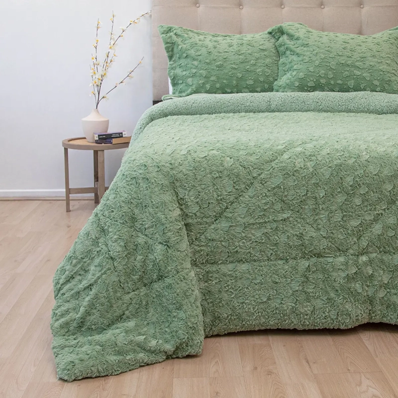 CUBRECAMA DORAL PLUSH SHERPA KING D1 VERDE - 1