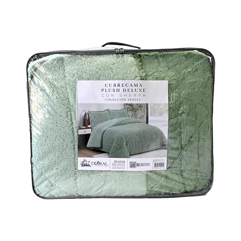 CUBRECAMA DORAL PLUSH SHERPA KING D1 VERDE - 4
