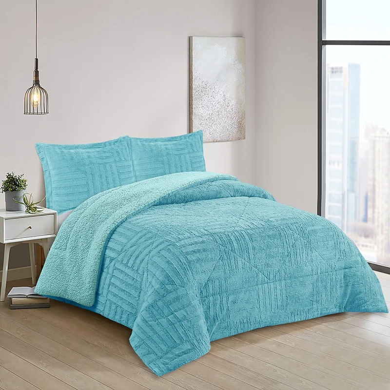 CUBRECAMA DORAL PLUSH SHERPA KING D2 TURQUESA - 4