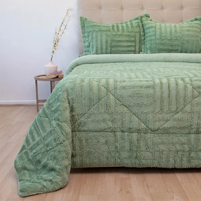 CUBRECAMA DORAL PLUSH SHERPA KING D2 VERDE - 1
