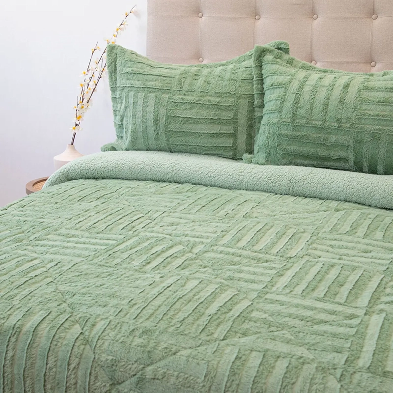 CUBRECAMA DORAL PLUSH SHERPA KING D2 VERDE - 2