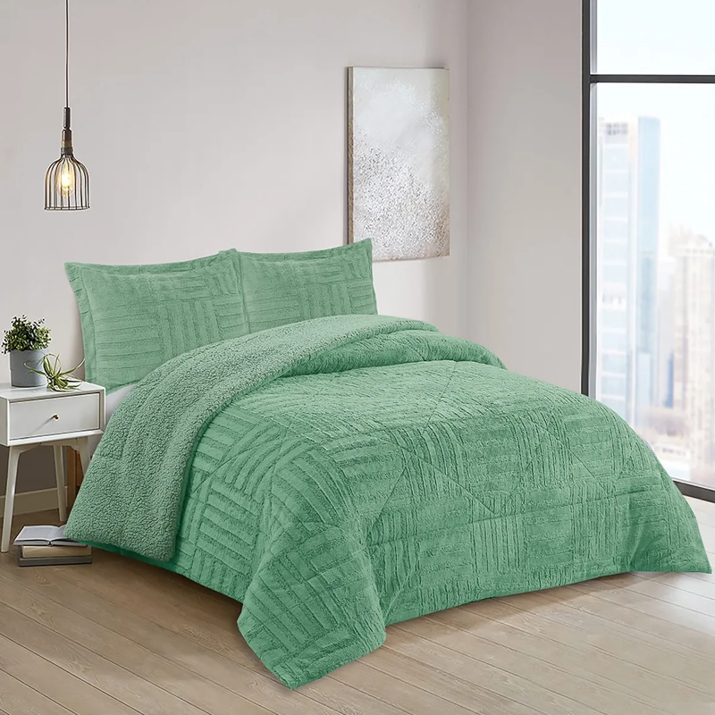 CUBRECAMA DORAL PLUSH SHERPA KING D2 VERDE - 4
