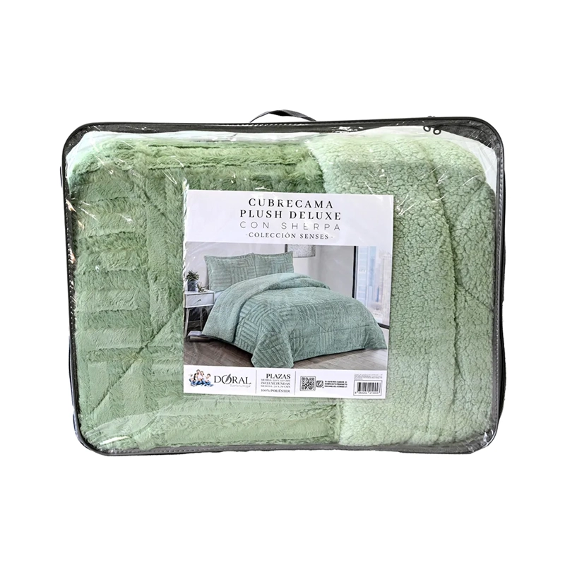 CUBRECAMA DORAL PLUSH SHERPA KING D2 VERDE - 5