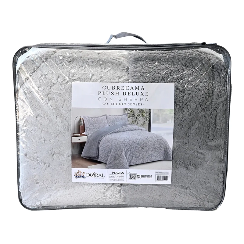 CUBRECAMA DORAL PLUSH SHERPA SÚPER KING D1 GRIS - 5
