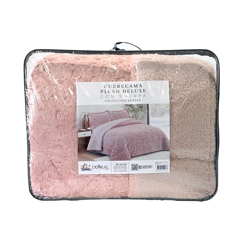 CUBRECAMA DORAL PLUSH SHERPA SÚPER KING D1 ROSA - 5