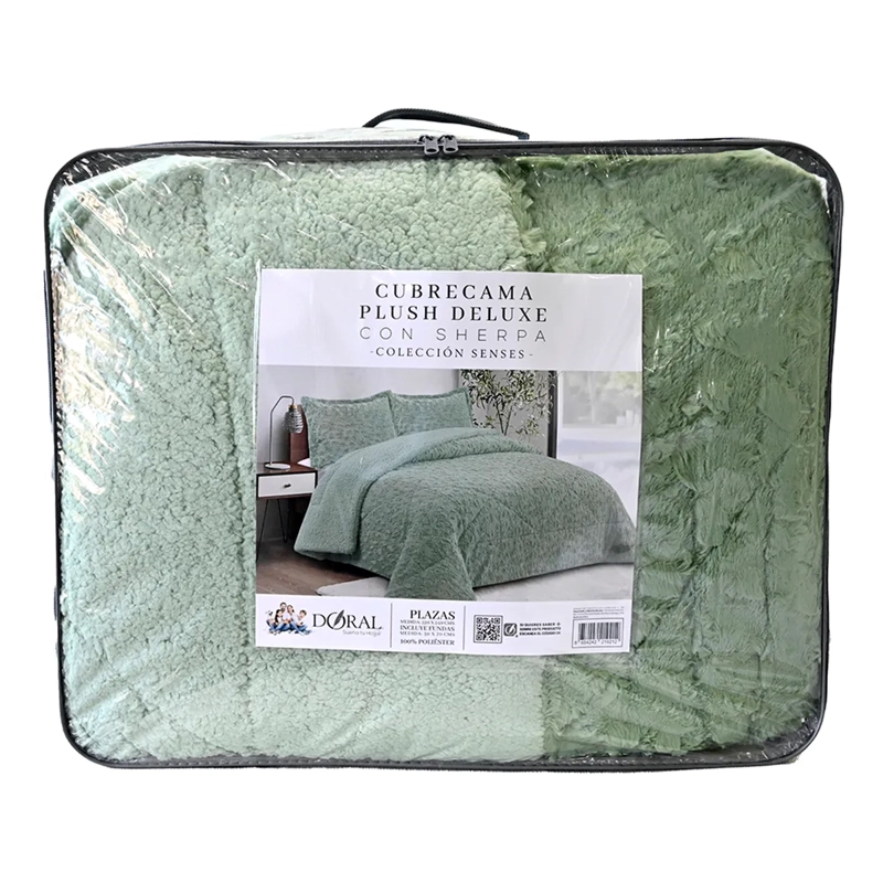 CUBRECAMA DORAL PLUSH SHERPA SÚPER KING D1 VERDE - 4