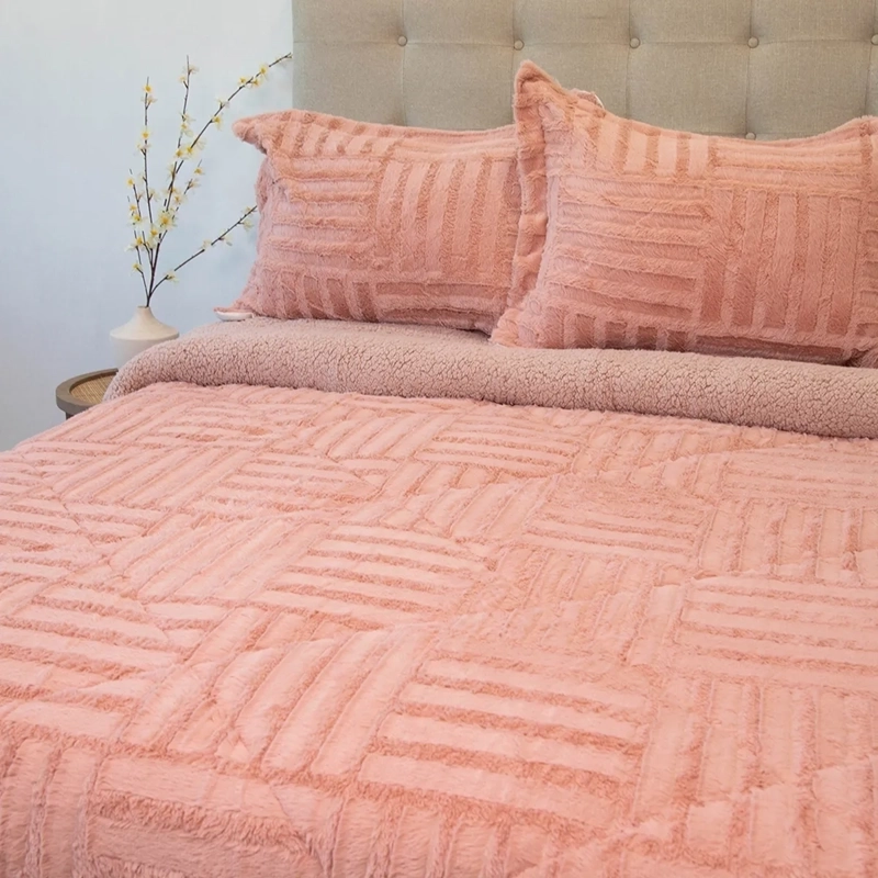 CUBRECAMA DORAL PLUSH SHERPA SÚPER KING D2 ROSA - 2