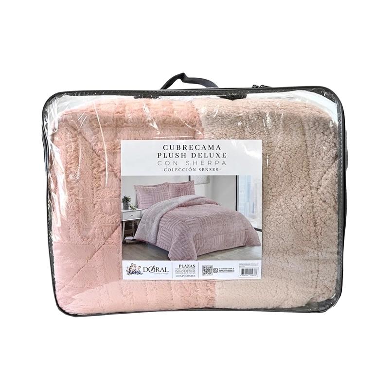 CUBRECAMA DORAL PLUSH SHERPA SÚPER KING D2 ROSA - 4