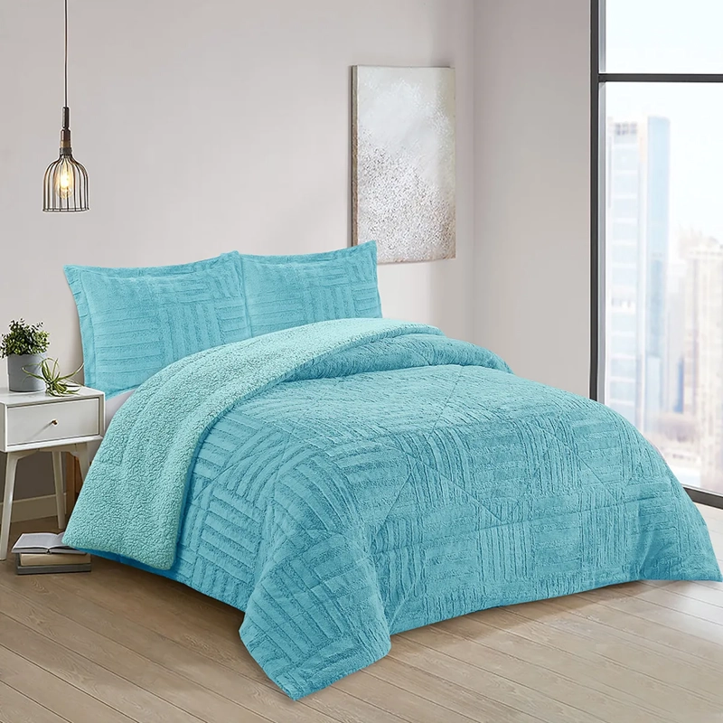 CUBRECAMA DORAL PLUSH SHERPA SÚPER KING D2 TURQUESA - 4