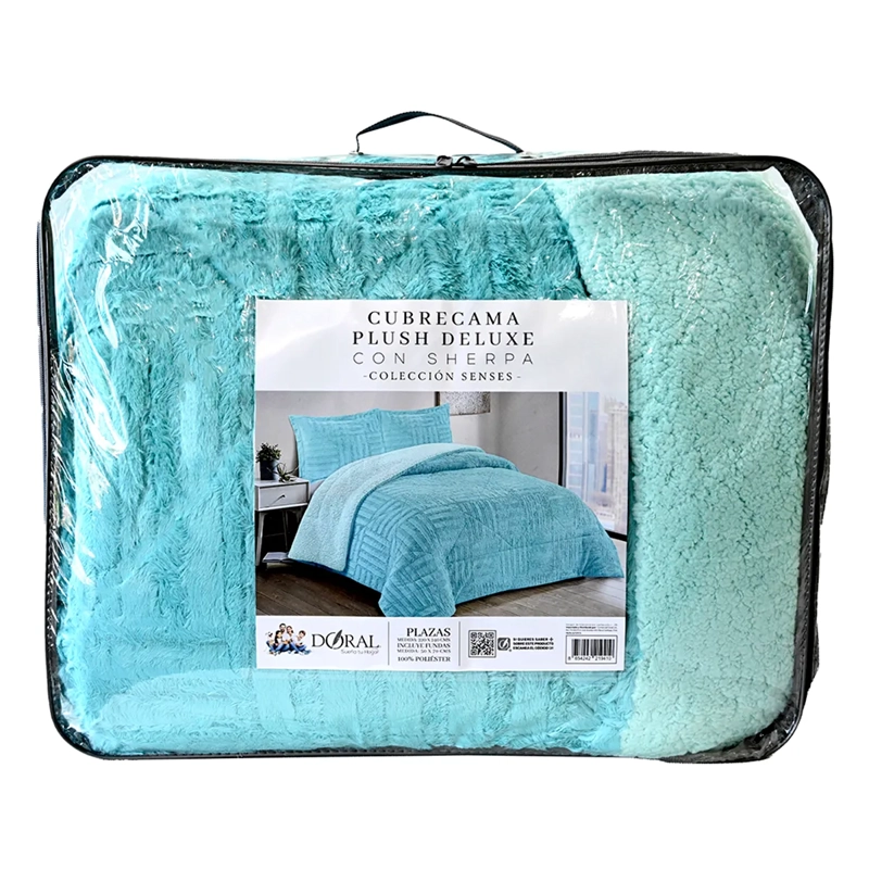 CUBRECAMA DORAL PLUSH SHERPA SÚPER KING D2 TURQUESA - 5