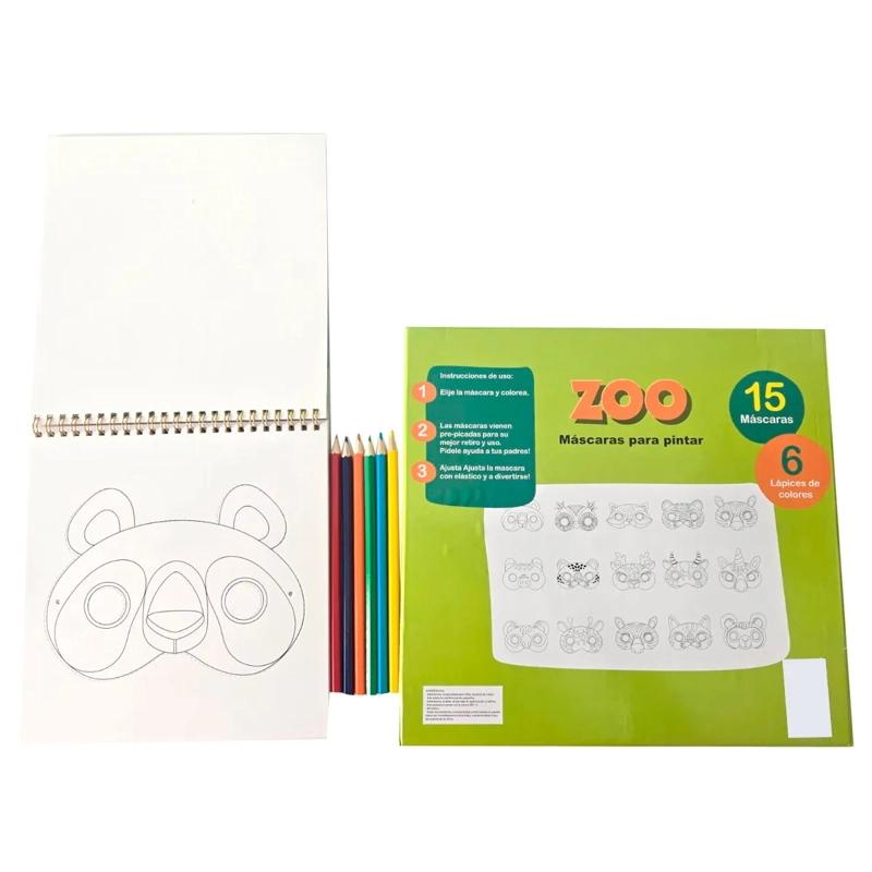 SET HVT-PS 15 MASCARAS COLOREAR ZOO - 2