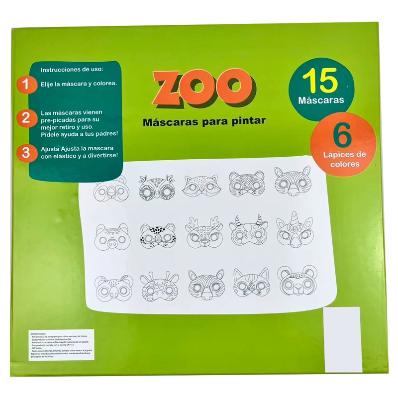 SET HVT-PS 15 MASCARAS COLOREAR ZOO - 4