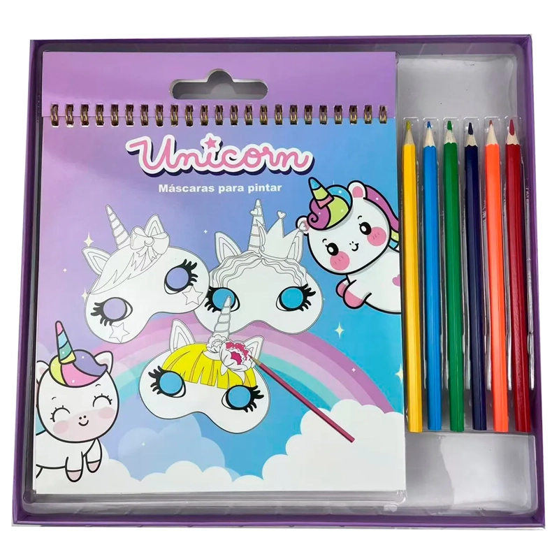 SET HVT-PS 15 MASCARAS COLOREAR UNICORN - 2