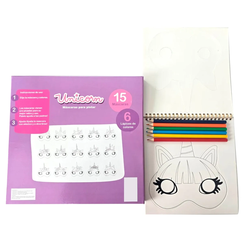 SET HVT-PS 15 MASCARAS COLOREAR UNICORN - 4