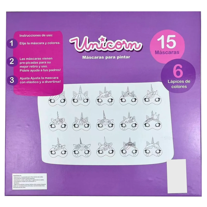 SET HVT-PS 15 MASCARAS COLOREAR UNICORN - 5