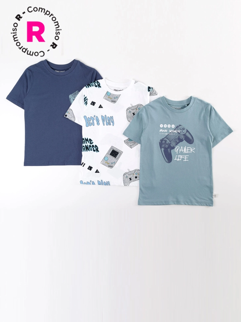 PACK X3 POLERAS MANGA CORTA NIÑO HARVEST