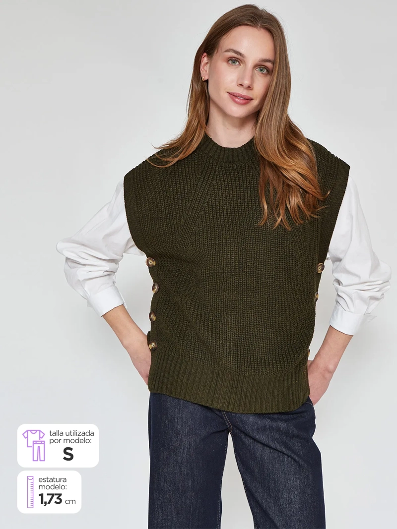 CARDIGAN SIN MANGAS MUJER SFERA BOTONES