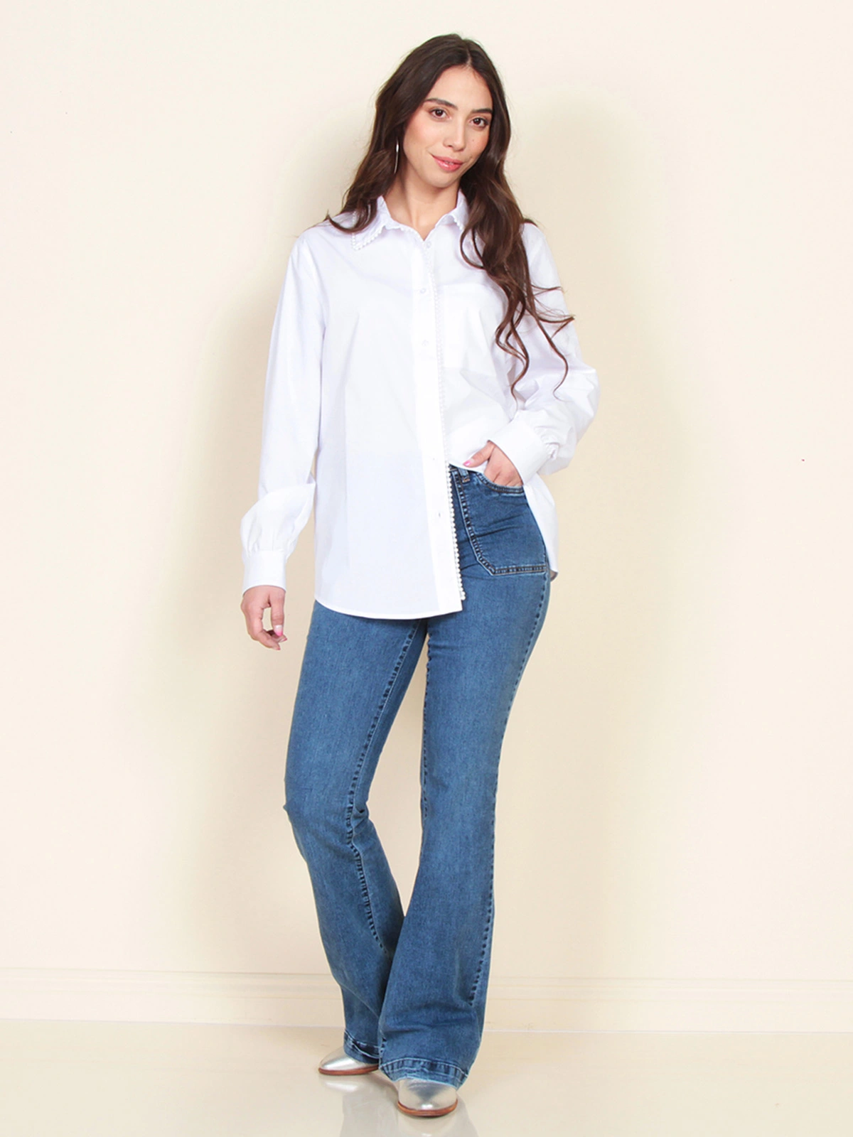 BLUSA MUJER WADOS MANGA LARGA ABOTONADA - 3