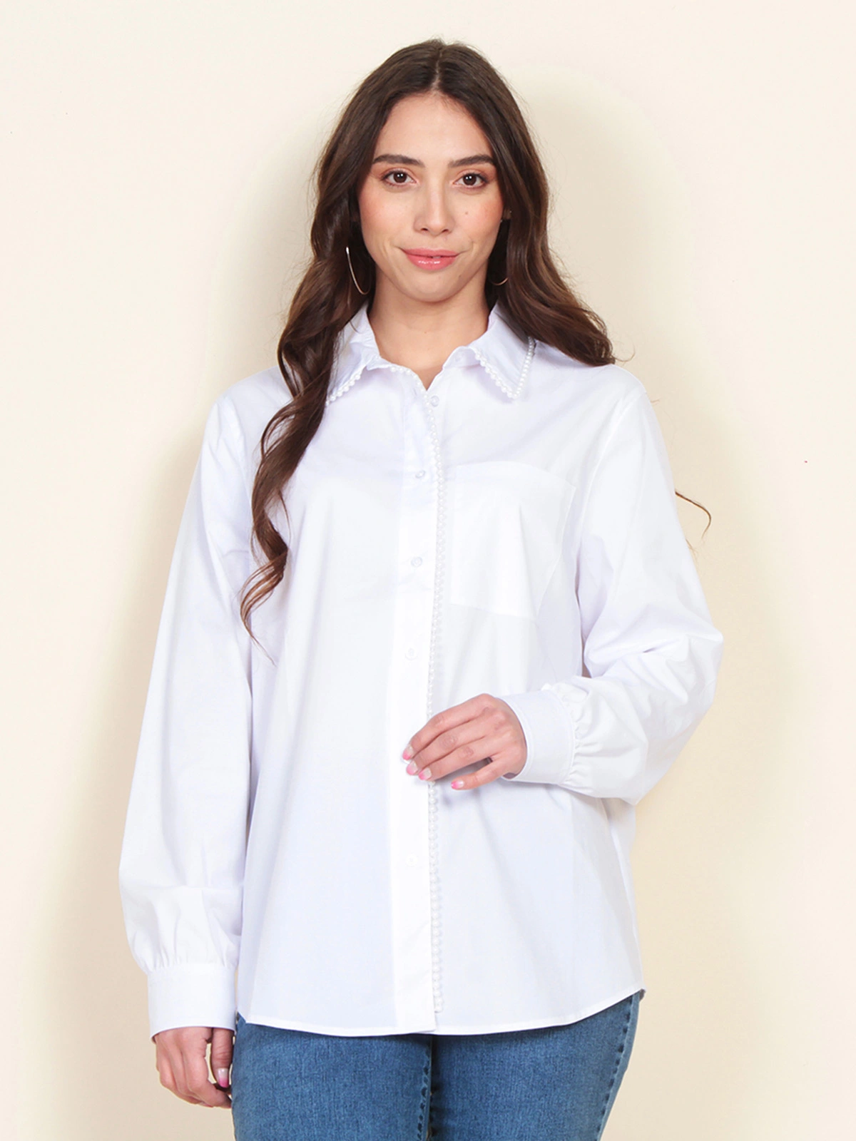 BLUSA MUJER WADOS MANGA LARGA ABOTONADA - 4