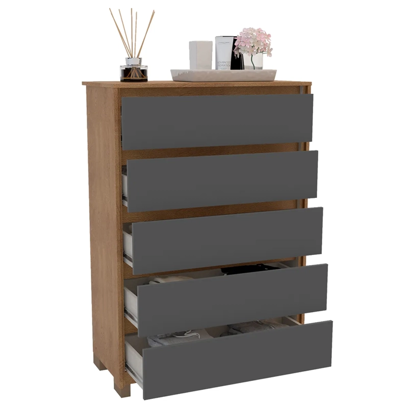 CÓMODA VEKKA HOME COIMBRA 5 CAJONES GRIS - 4