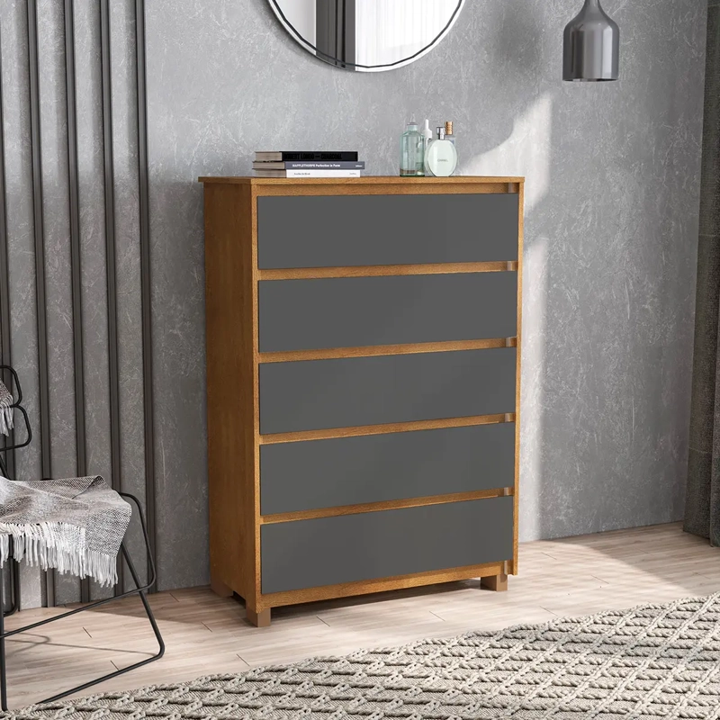 CÓMODA VEKKA HOME COIMBRA 5 CAJONES GRIS - 8