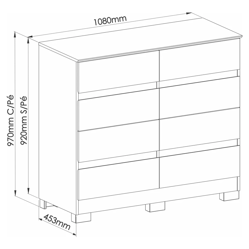 CÓMODA VEKKA HOME LARA 8 CAJONES GRIS - 6