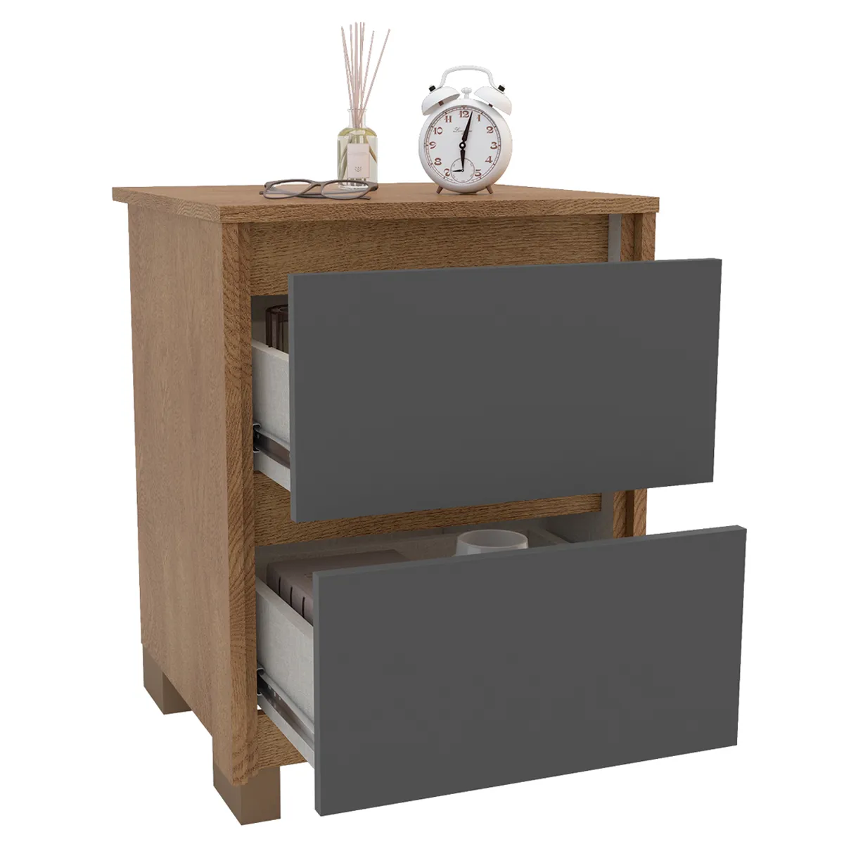 VELADOR VEKKA HOME COIMBRA 2 CAJONES GRIS - 4