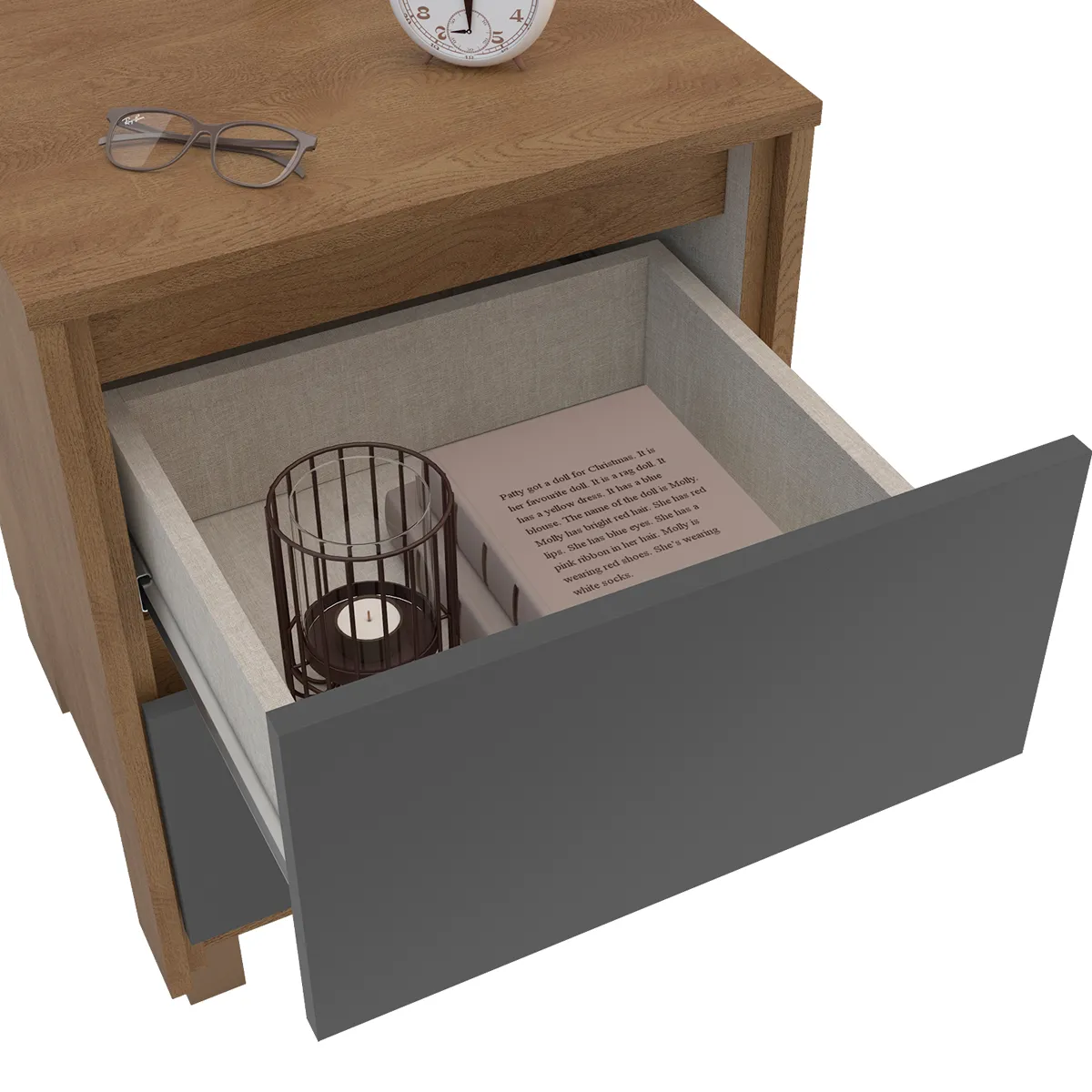 VELADOR VEKKA HOME COIMBRA 2 CAJONES GRIS - 6
