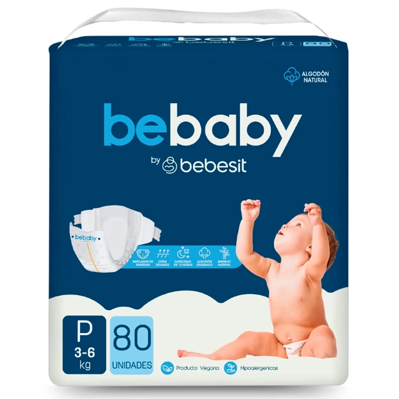 PAÑALES BEBESIT BABY PREMIUM P 80U HIPOALERGENICO - 1