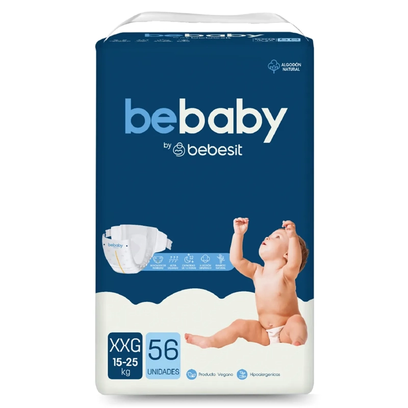 PAÑALES BEBESIT BABY PREMIUM XXG 56U HIPOALERGENICO - 1