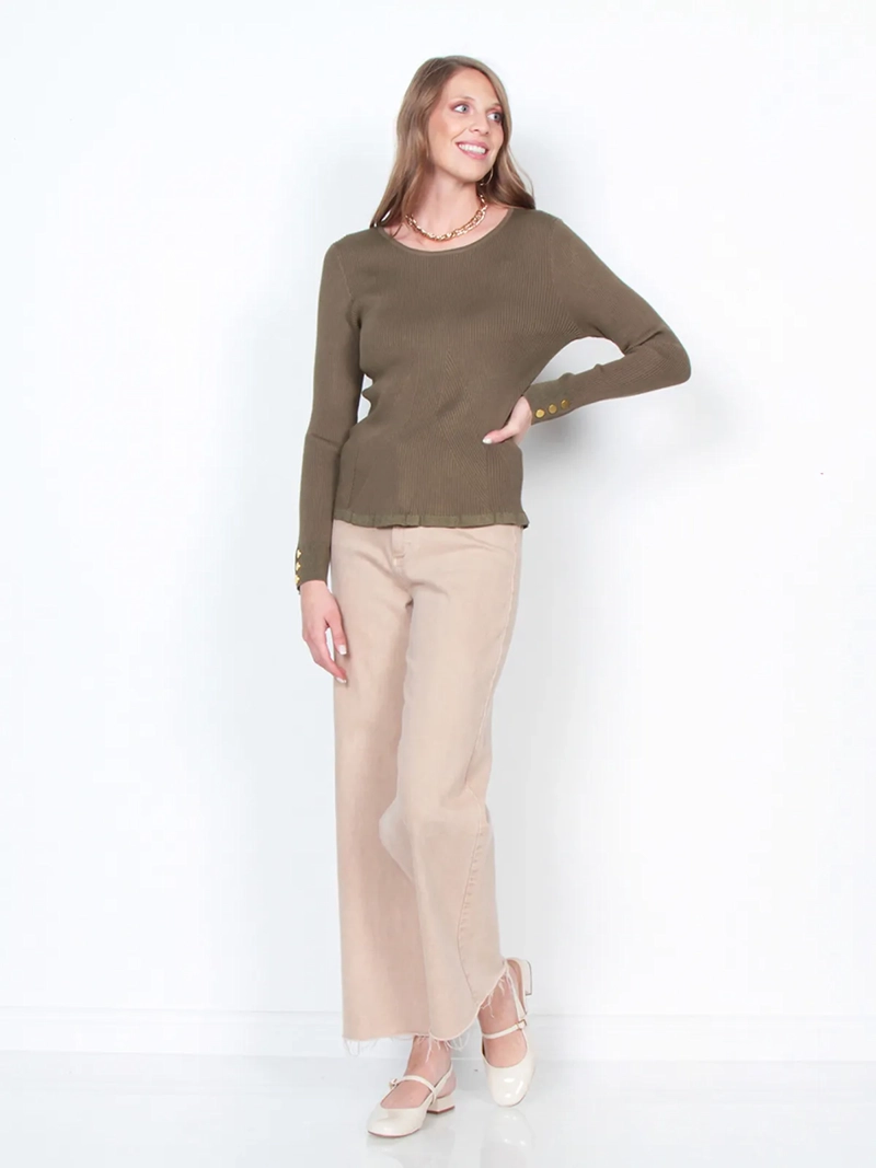 SWEATER MUJER WADOS MANGA LARGA BOTONES ELEGANTES